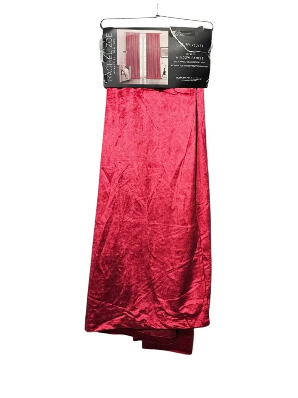 Rachel Zoe Luxury Velvet Red Window Curtains Back Tab Panel Drapes New 38